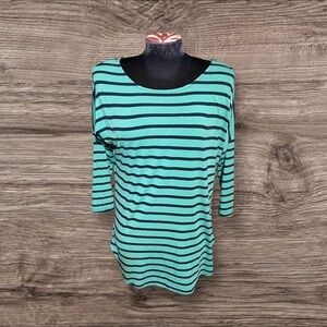 BKE red Women’s Striped Scoop Neck 3/4 Sleeves Top Size Small